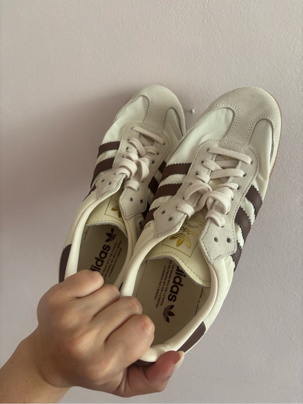 adidas Samba OG Cream and Brown Sneakers - Picture 5 of 8